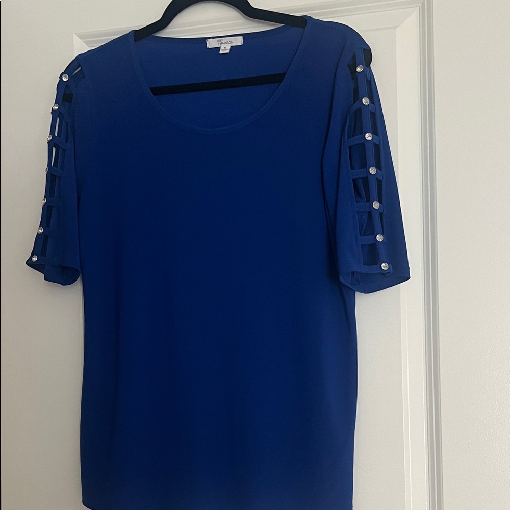 Lenox Cobalt Blue Short-Sleeve Ladder-Sleeve Top